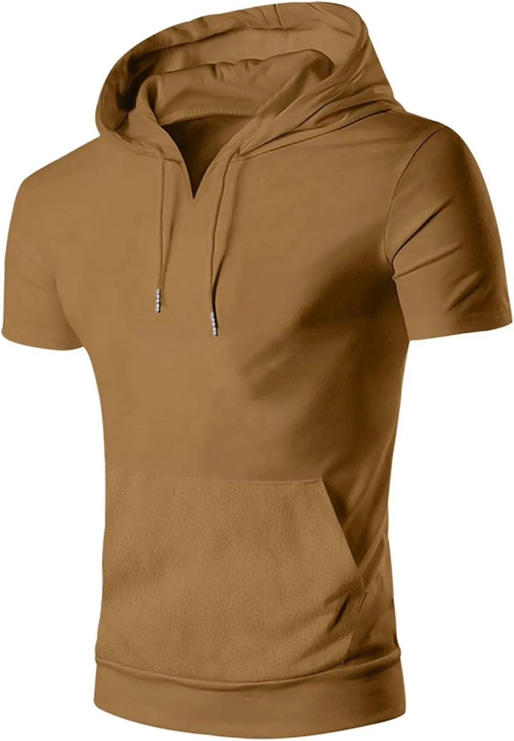 Mens Short Sleeve Hoodie Workout Gym Sweatshirts Casual Lightweight Athletic Muscle Hoodies Pullover Cotton Hooded T-Shirts