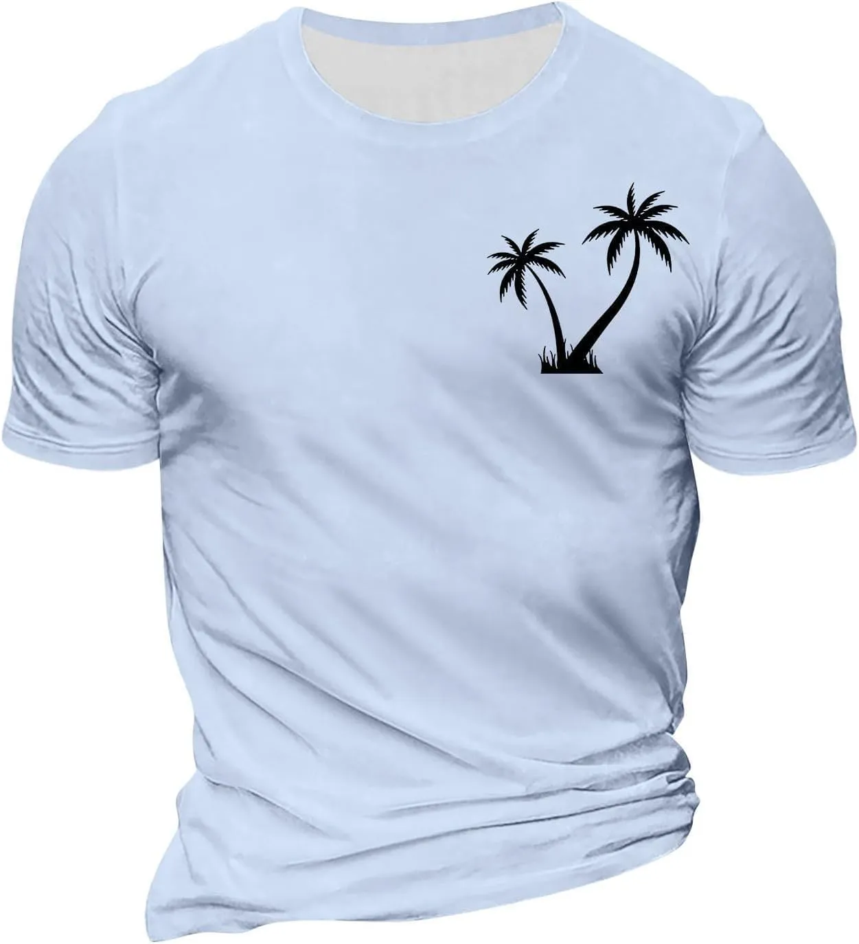 Men's T Shirts Graphic T-Shirts Summer Beach Casual Short Sleeve Palm Tree Print Crewneck Tee Shirts, S-5XL