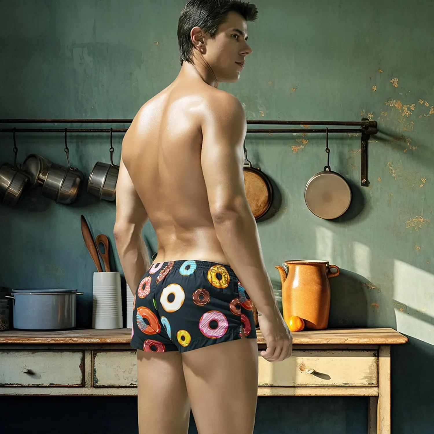 Men's Underwear Boxer Briefs -Comfortable Printed Cotton Shorts Fashionable Homewear Sleepwear for Men