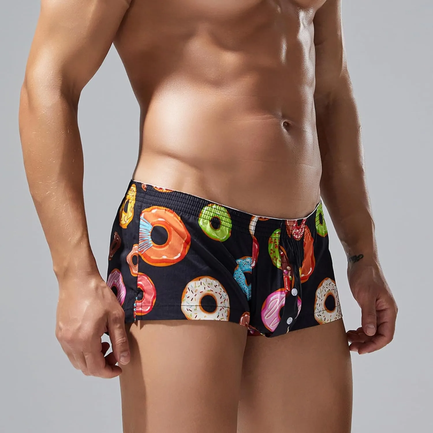 Men's Underwear Boxer Briefs -Comfortable Printed Cotton Shorts Fashionable Homewear Sleepwear for Men