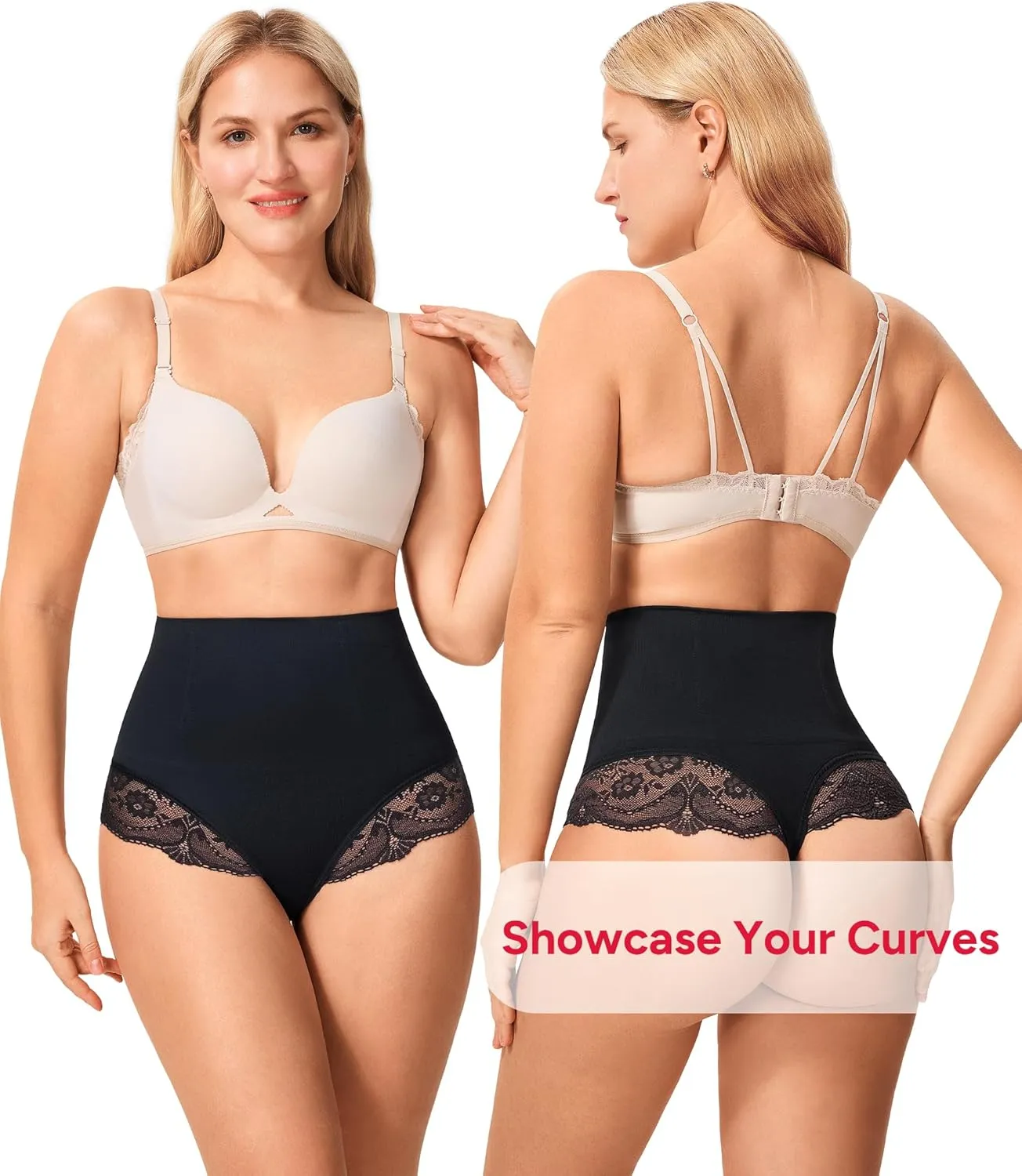 Nebility 2 Pack Tummy Control shapewear for Women Thong Underwear Panties Seamless Briefs Comfortable Stomach Butt Shaper