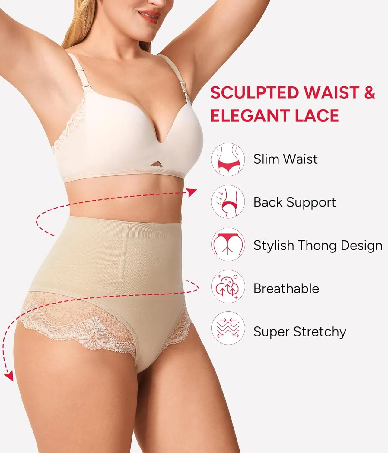 Nebility 2 Pack Tummy Control shapewear for Women Thong Underwear Panties Seamless Briefs Comfortable Stomach Butt Shaper
