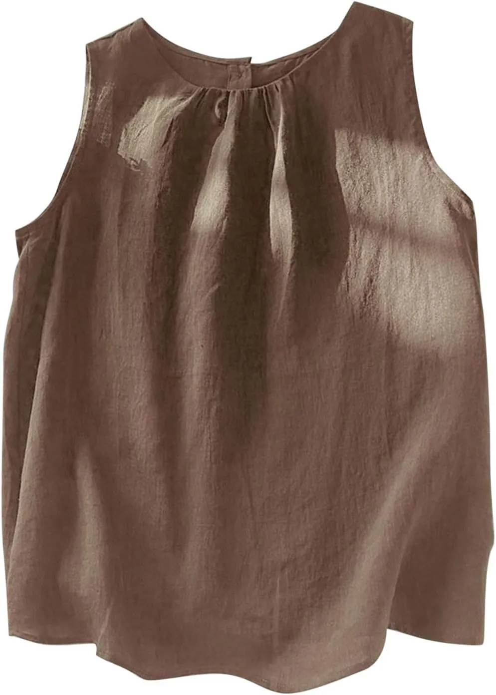 Oplxuo Women's Cotton Linen Tank Tops Summer Casual Sleeveless Round Neck Blouse Loose Fit Tees Shirts