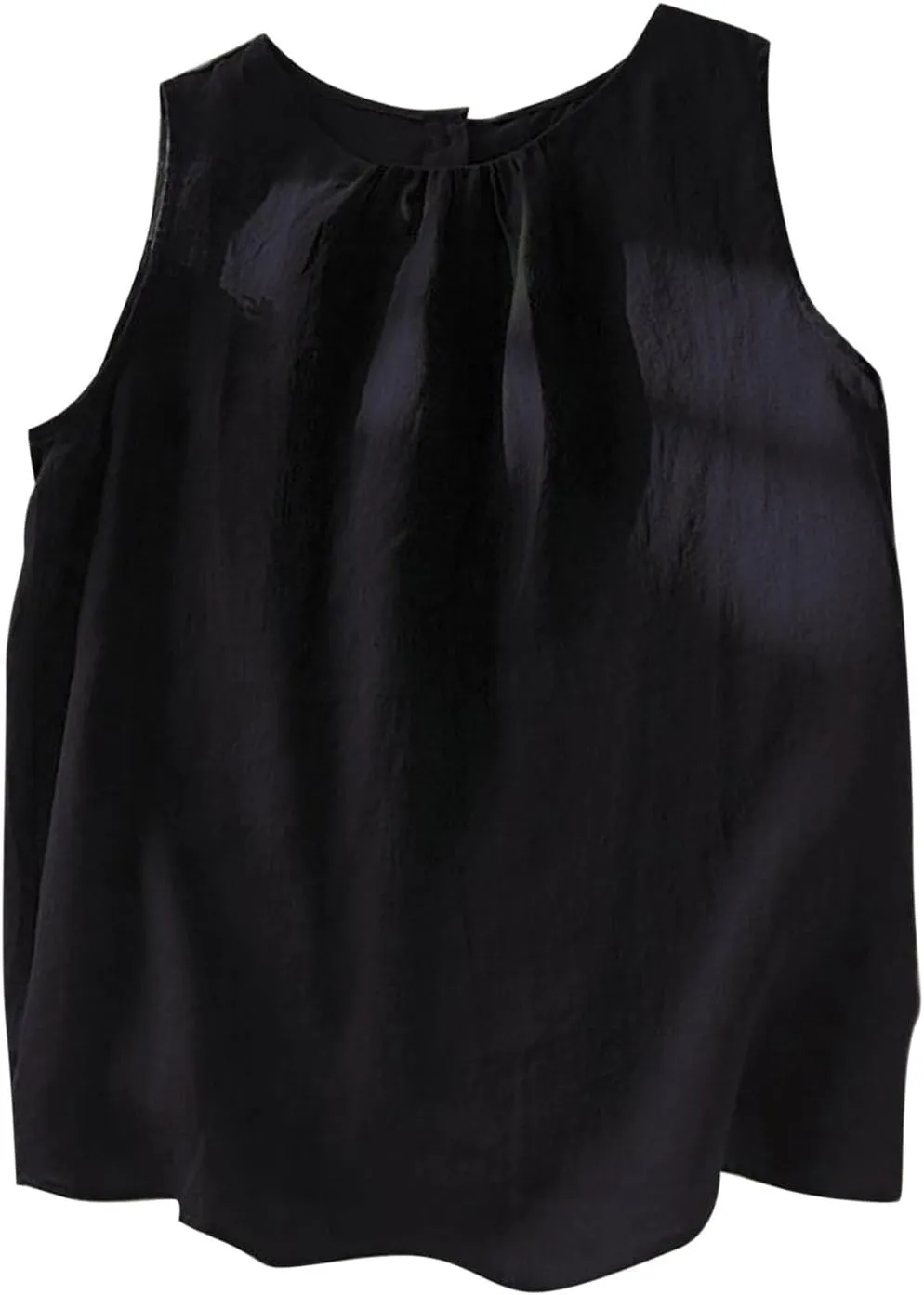 Oplxuo Women's Cotton Linen Tank Tops Summer Casual Sleeveless Round Neck Blouse Loose Fit Tees Shirts
