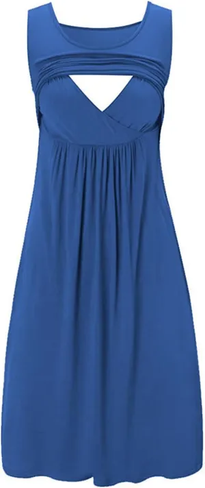 Oplxuo Women's Maternity Nursing Dress Breastfeeding Tank Dresses Casual Summer Sleeveless Pregnancy Nightgown Sleepwear