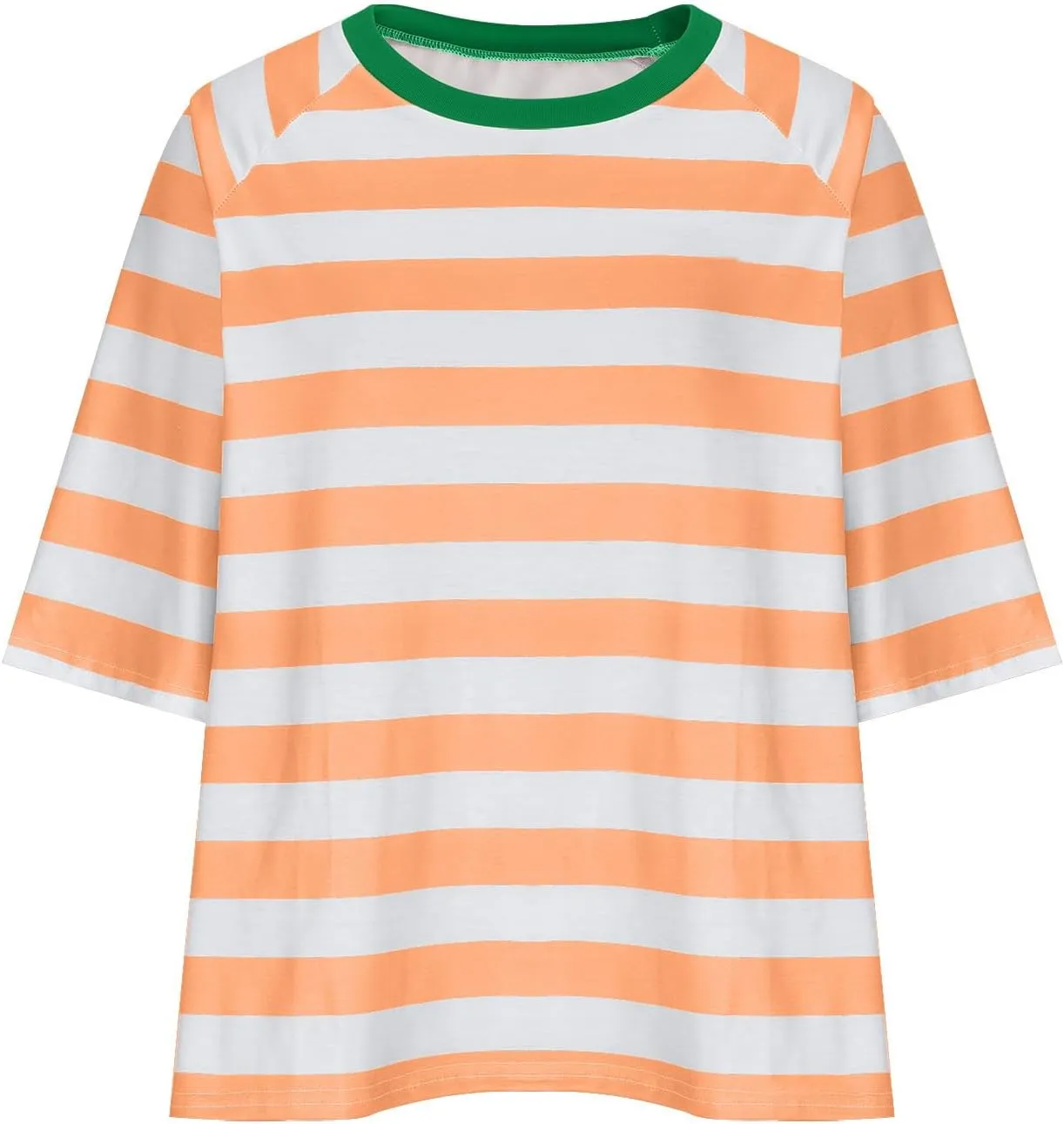 Oversized Tshirts for Women 2024 Summer Half Sleeve Tops Trendy Striped Womens Blouses Crewneck Loose Fit Tees