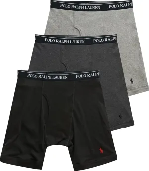 POLO RALPH LAUREN Men's Classic Fit Cotton Boxer Briefs, Trunks & Long Leg Boxer Briefs, 3 Pack
