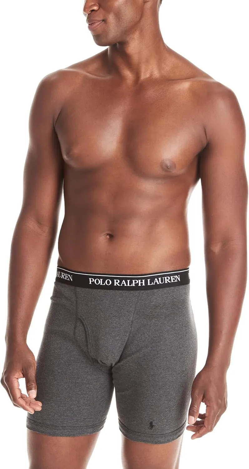 POLO RALPH LAUREN Men's Classic Fit Cotton Boxer Briefs, Trunks & Long Leg Boxer Briefs, 3 Pack