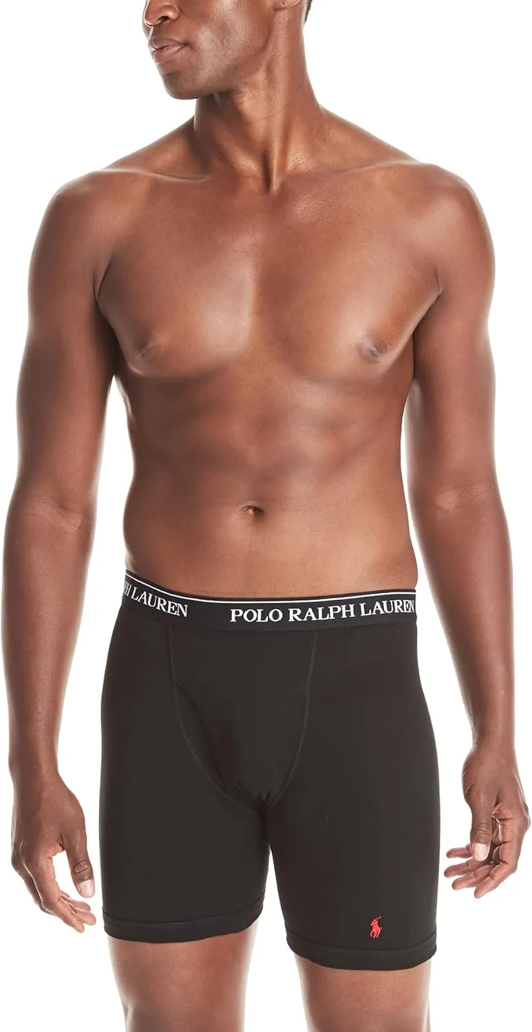 POLO RALPH LAUREN Men's Classic Fit Cotton Boxer Briefs, Trunks & Long Leg Boxer Briefs, 3 Pack