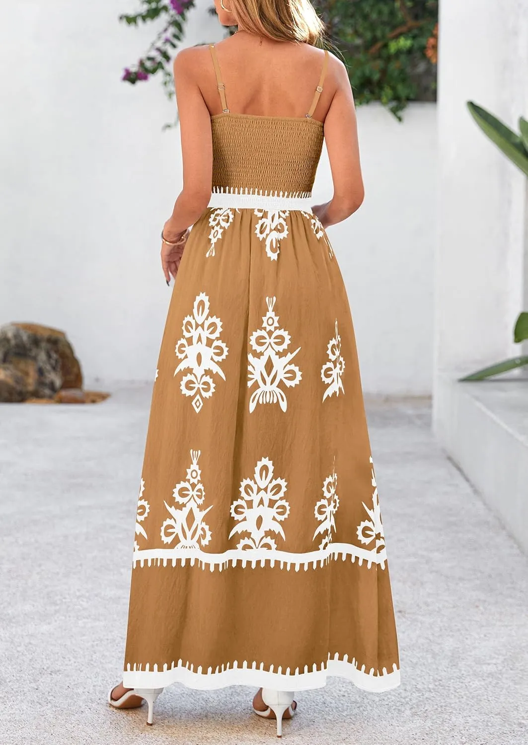 PRETTYGARDEN Summer Dress for Women 2025 Floral Sundress Spaghetti Strap Flowy Beach Vacation Boho Maxi Dresses