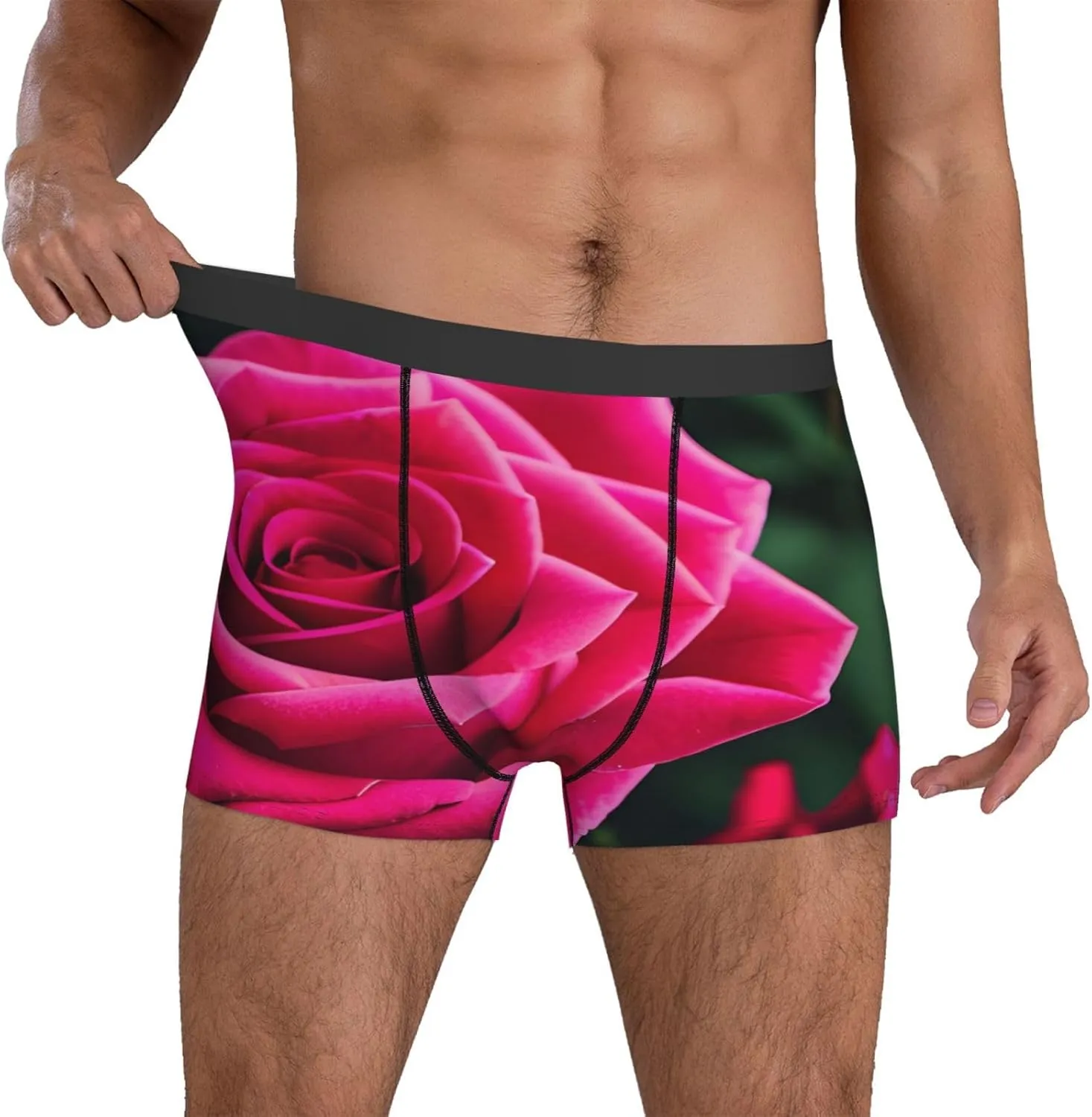 Rose Flower Print Men'S Underwear Comfortable Soft Breathable Everyday Boxer Briefs