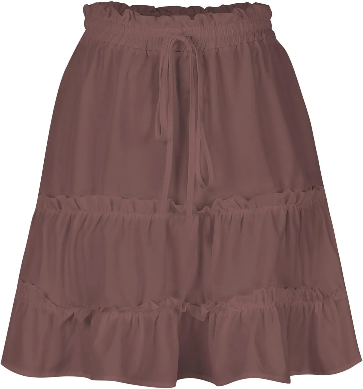 Ruffle Skirts Women Mini Summer Skirts Drawstring Elastic Waist Skirts Flowy Pleated Skirts Short Vacation Skirts