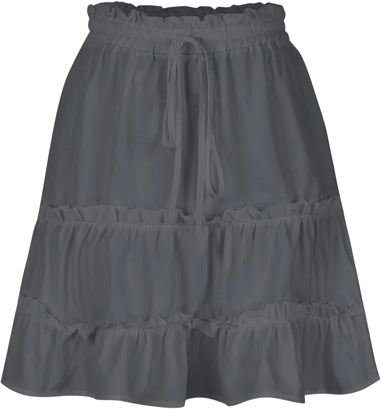 Ruffle Skirts Women Mini Summer Skirts Drawstring Elastic Waist Skirts Flowy Pleated Skirts Short Vacation Skirts