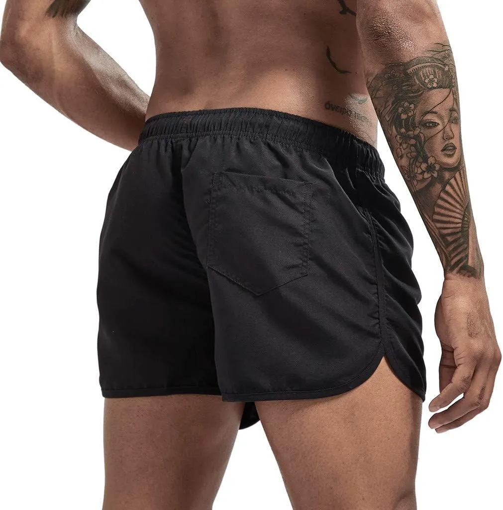Running Shorts Men Gym Athletic Short Casual Quick Dry Pants Summer Beach Workout Joggers Elastic Waist Drawstring