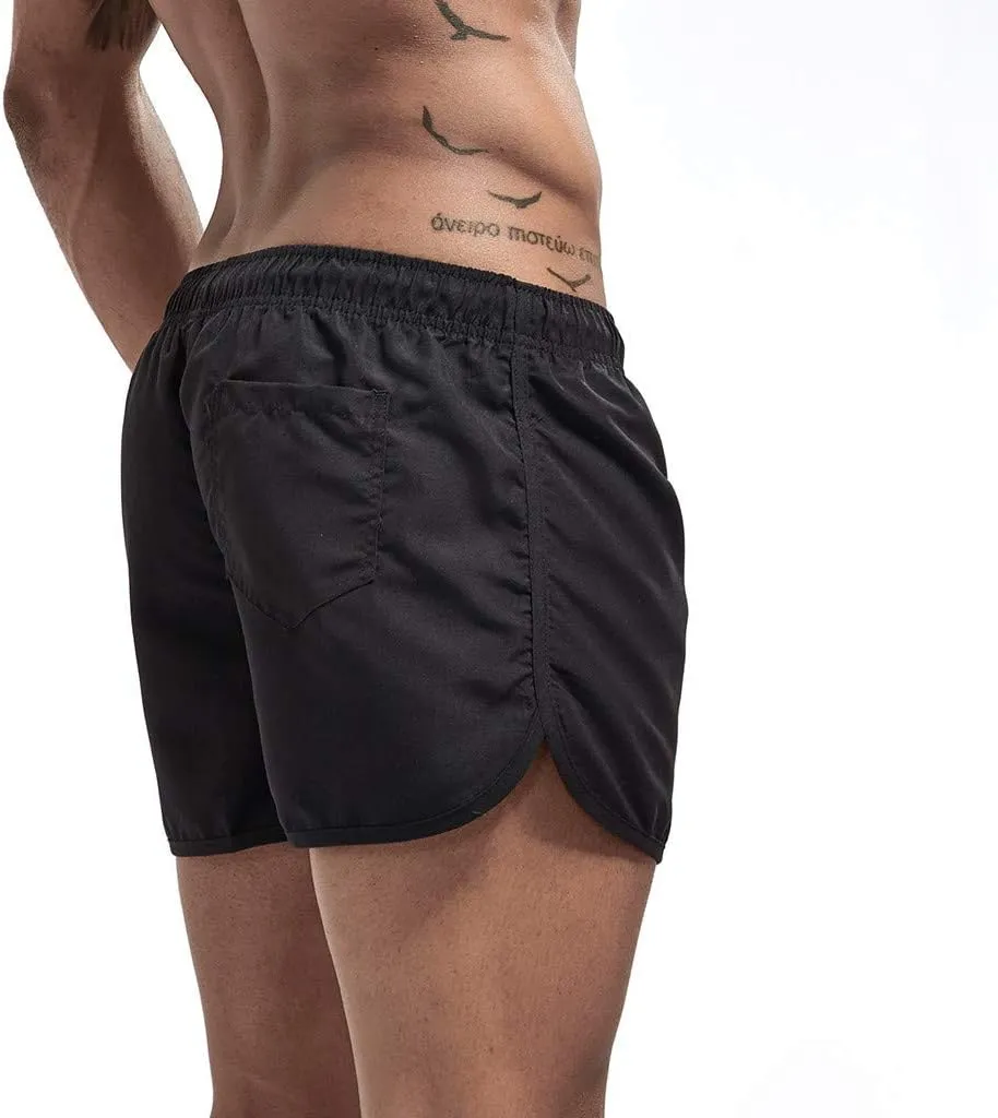 Running Shorts Men Gym Athletic Short Casual Quick Dry Pants Summer Beach Workout Joggers Elastic Waist Drawstring