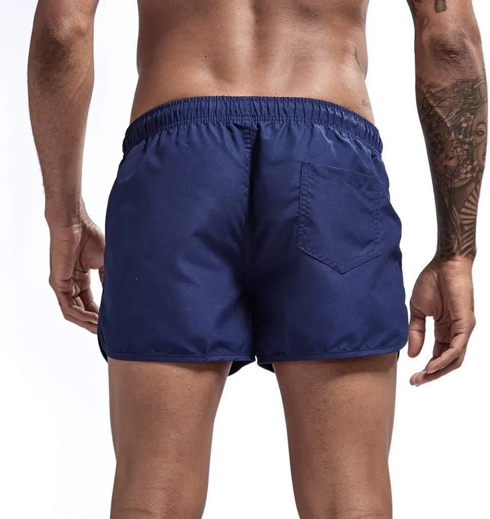 Running Shorts Men Gym Athletic Short Casual Quick Dry Pants Summer Beach Workout Joggers Elastic Waist Drawstring