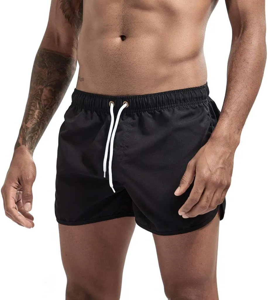 Running Shorts Men Gym Athletic Short Casual Quick Dry Pants Summer Beach Workout Joggers Elastic Waist Drawstring