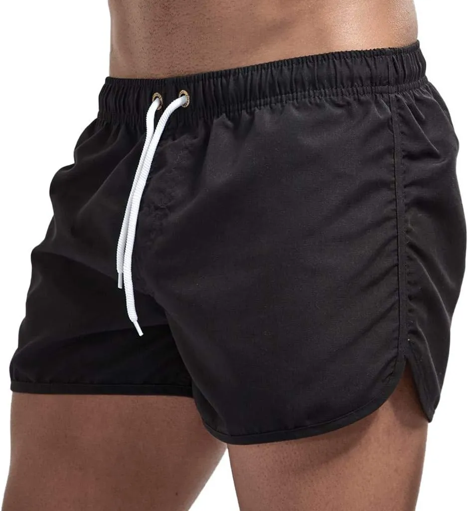 Running Shorts Men Gym Athletic Short Casual Quick Dry Pants Summer Beach Workout Joggers Elastic Waist Drawstring