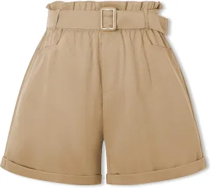 SANGTREE Girl's Casual Ruffled Paperbag Waist Shorts, 3 Years - Women 3XL