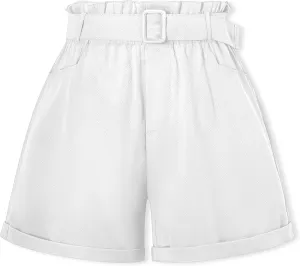 SANGTREE Girl's Casual Ruffled Paperbag Waist Shorts, 3 Years - Women 3XL