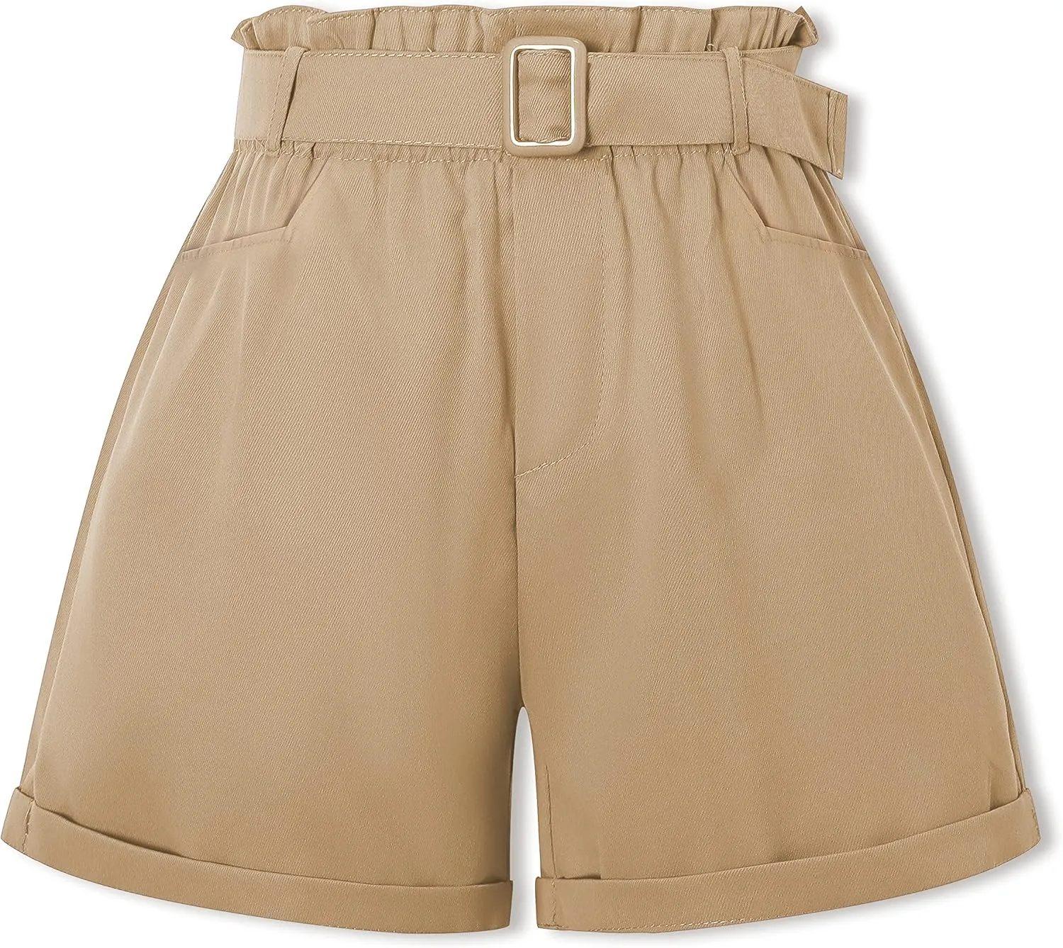 SANGTREE Girl's Casual Ruffled Paperbag Waist Shorts, 3 Years - Women 3XL