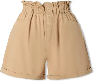 SANGTREE Girl's Casual Ruffled Paperbag Waist Shorts, 3 Years - Women 3XL
