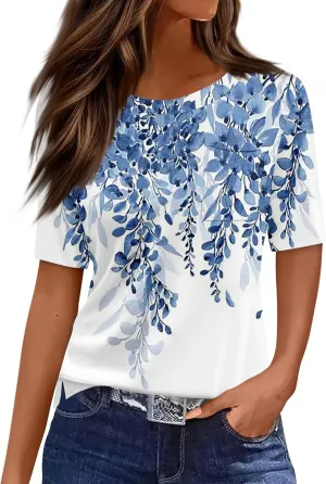 Short Sleeve Shirts for Women Pocket T Shirt Loose Crewneck Plus Size Tops for Women Daily Outfits