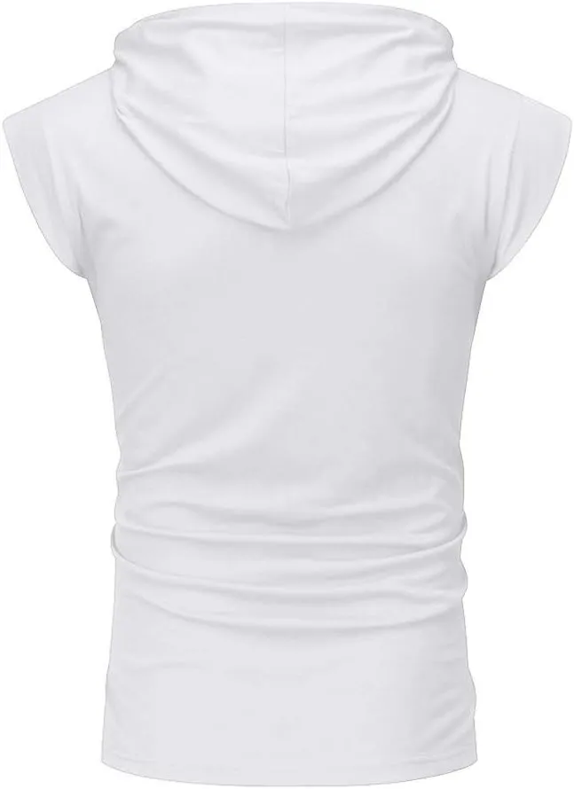 Sleeveless Hoodies for Men Slim Fit Hoodie Tank Tops Gym Fitness Muscle T Shirts Workout Bodybuilding Cap Sleeve Tees