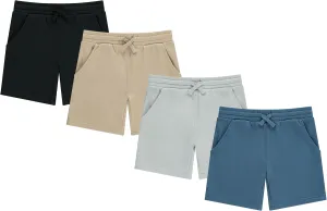 STITCH & STONE Boys’ 4-Pack French Terry Shorts – Soft & Breathable Cotton Lounge Shorts with Elastic Waist & Drawstring