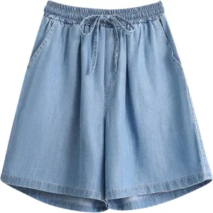 Summer Denim Shorts for Women 2024 Elastic Waist Short Jeans Drawstring Jeans Shorts High Waisted Lounge Shorts