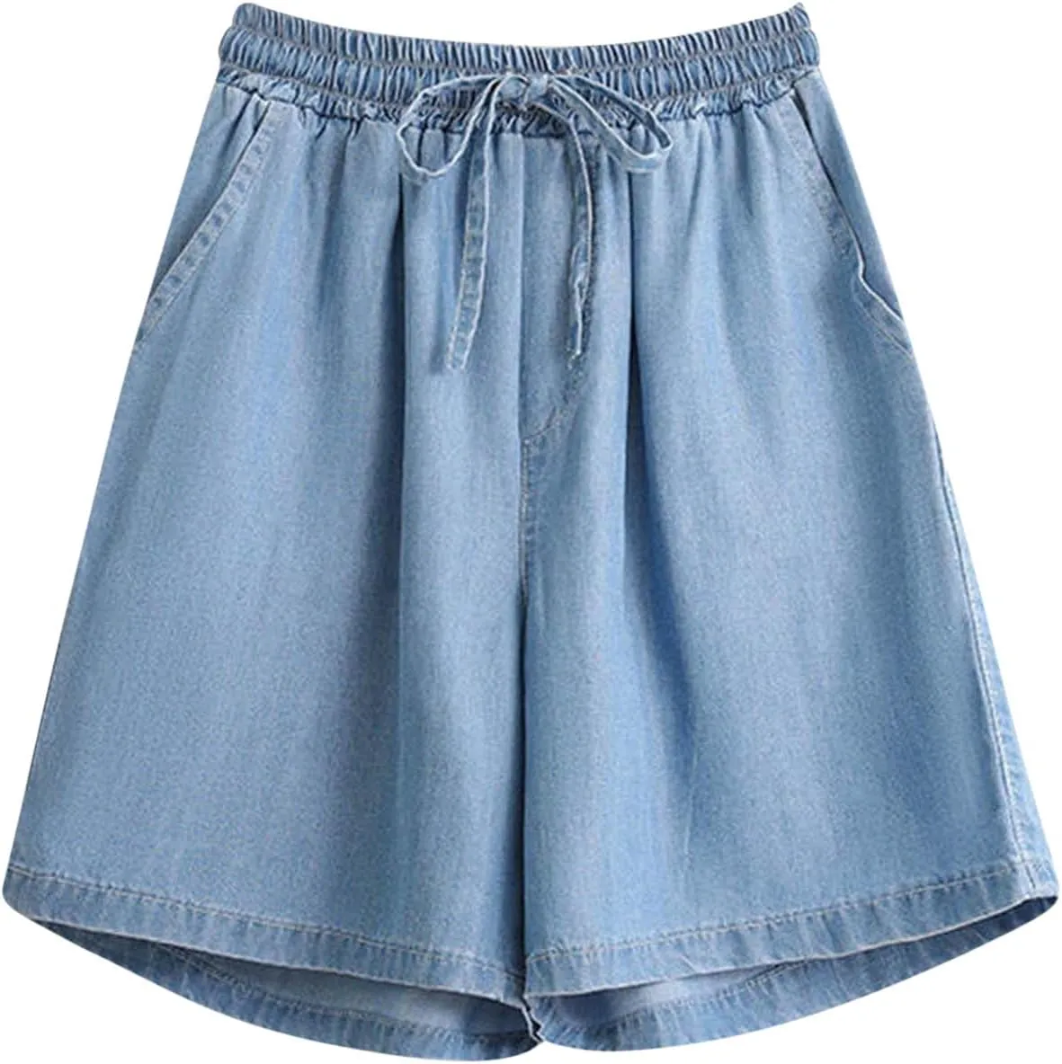 Summer Denim Shorts for Women 2024 Elastic Waist Short Jeans Drawstring Jeans Shorts High Waisted Lounge Shorts