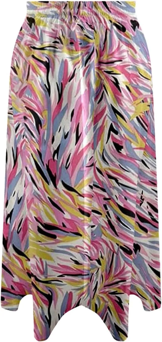 Summer Midi Skirt for Women Elastic Waist Flowy Floral Long Skirts Boho Vacation Beach A-Line Skirts 2025 Fashion
