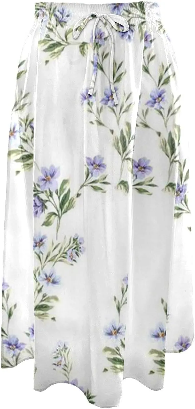 Summer Midi Skirt for Women Elastic Waist Flowy Floral Long Skirts Boho Vacation Beach A-Line Skirts 2025 Fashion