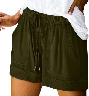 Summer Shorts for Women Casual Drawstring High Waisted Shorts Trendy Lightweight Beach Lounge Shorts with Pockets
