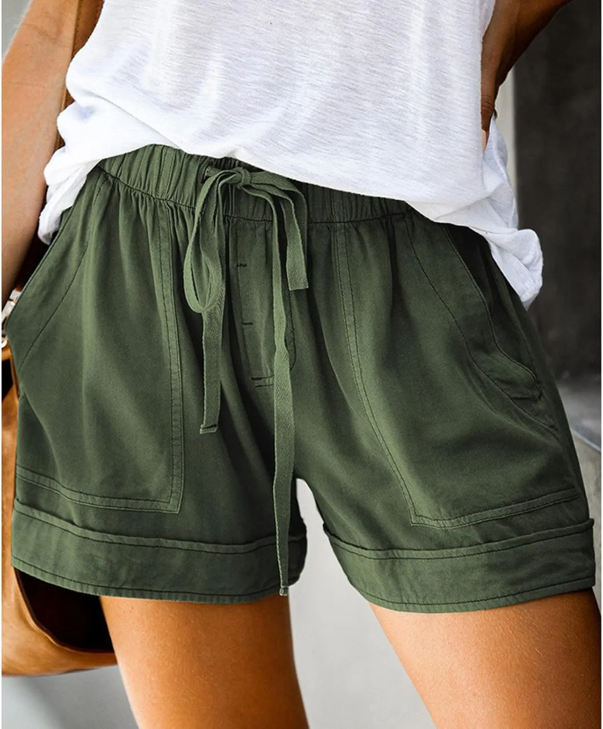 Summer Shorts for Women Casual Drawstring High Waisted Shorts Trendy Lightweight Beach Lounge Shorts with Pockets
