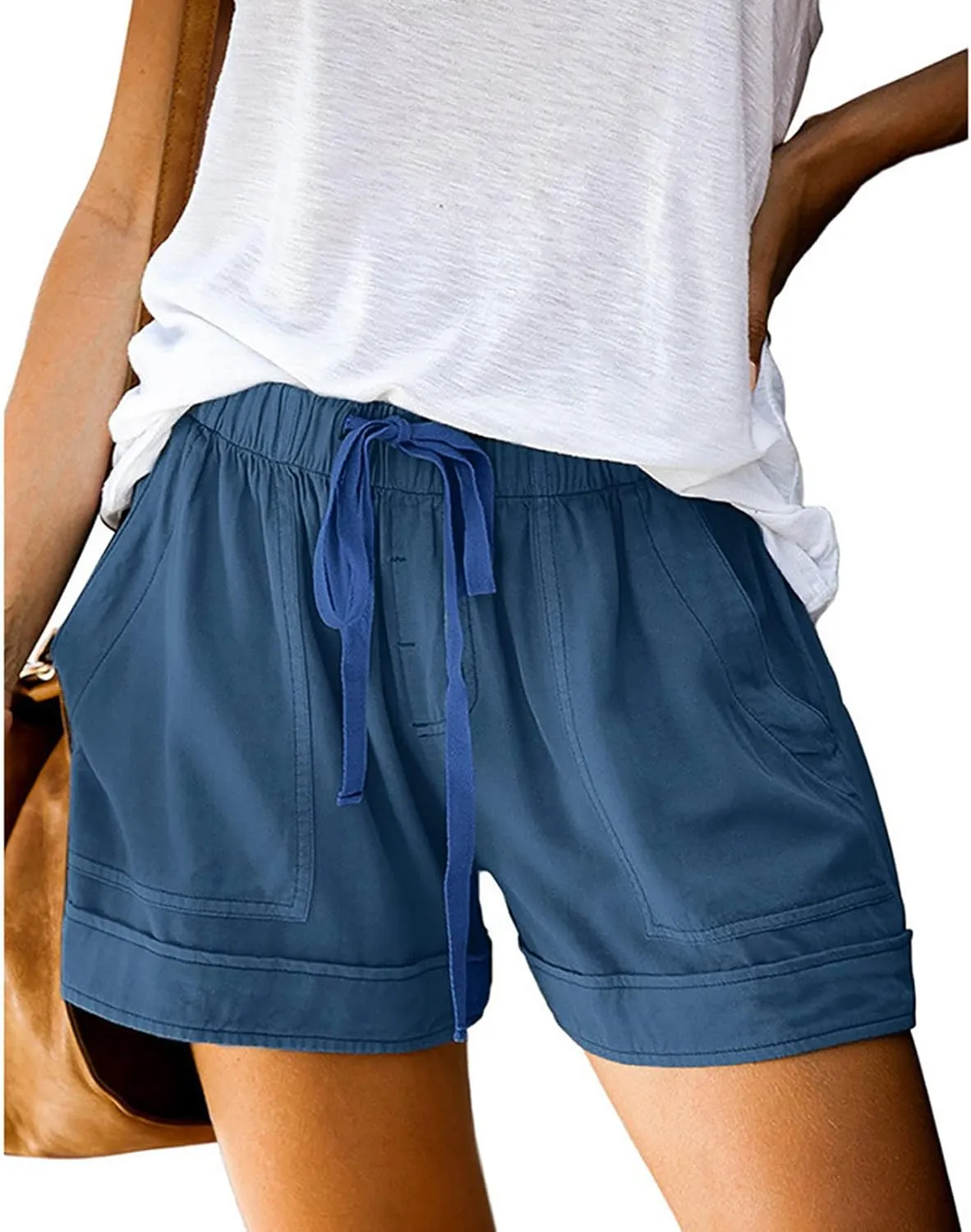 Summer Shorts for Women Casual Drawstring High Waisted Shorts Trendy Lightweight Beach Lounge Shorts with Pockets