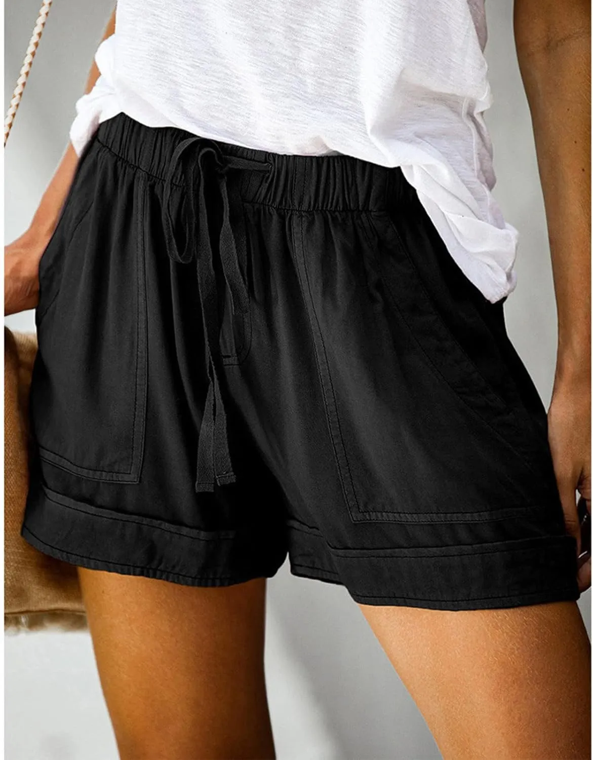 Summer Shorts for Women Casual Drawstring High Waisted Shorts Trendy Lightweight Beach Lounge Shorts with Pockets