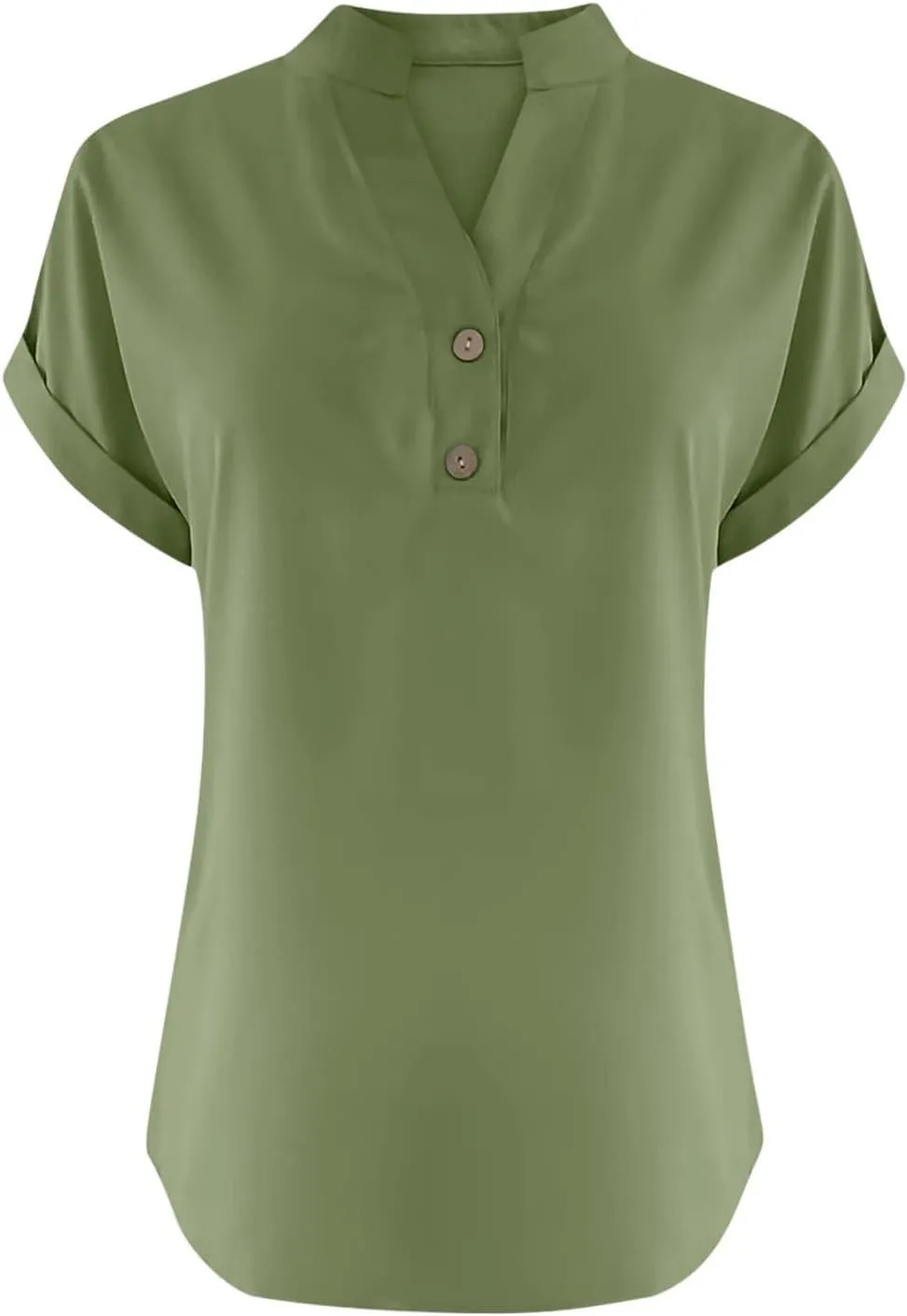 Summer Tops for Women 2025 Casual Short Sleeve Cotton Linen Shirts Button V Neck Tunic Blouse Beach Vacation Clothes