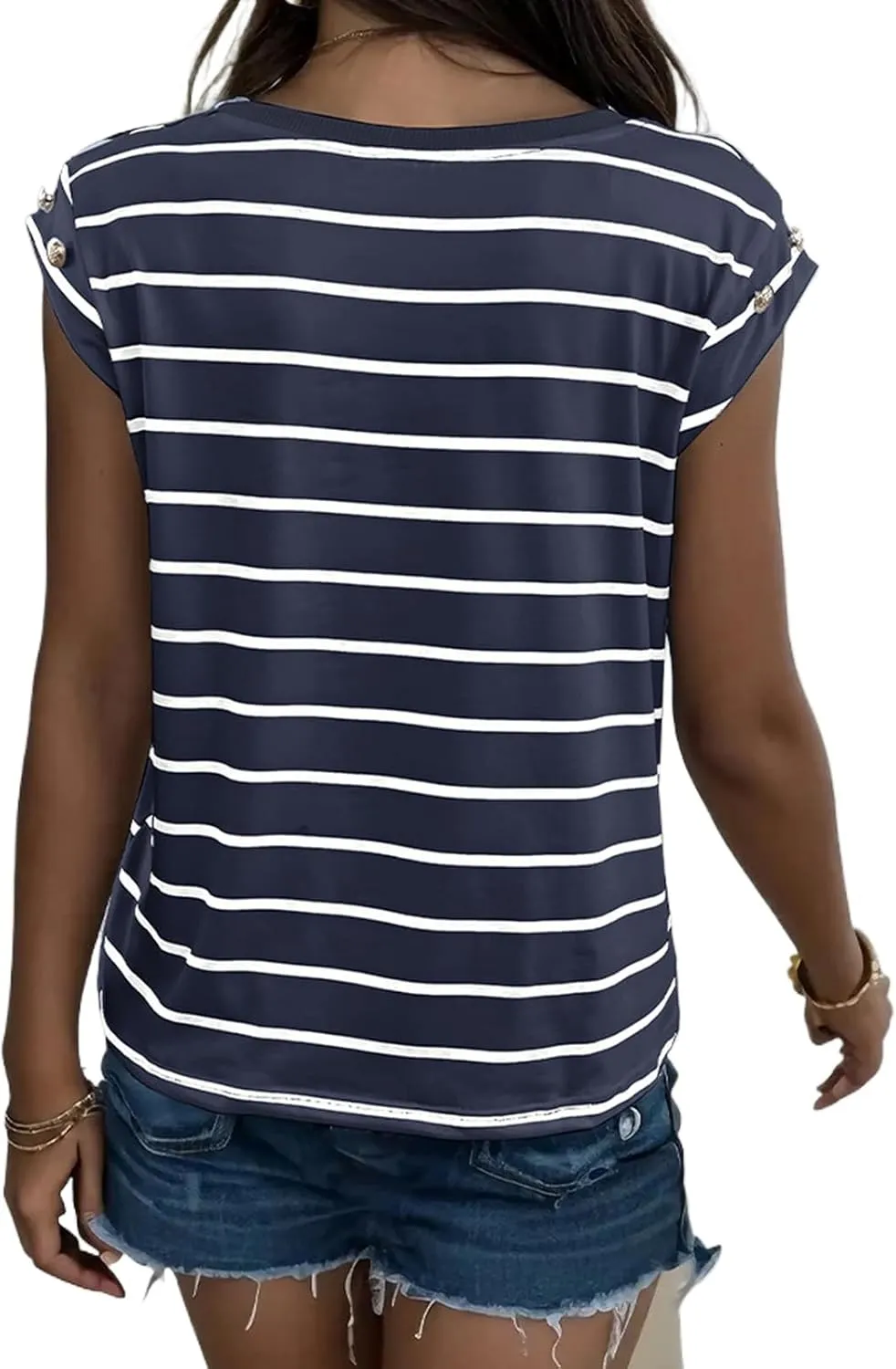 Summer Tops for Women Trendy Crewneck Cap Sleeve Tank Tops Comfortable Casual T Shirts Lightweight Loose Fit Tees Shirts