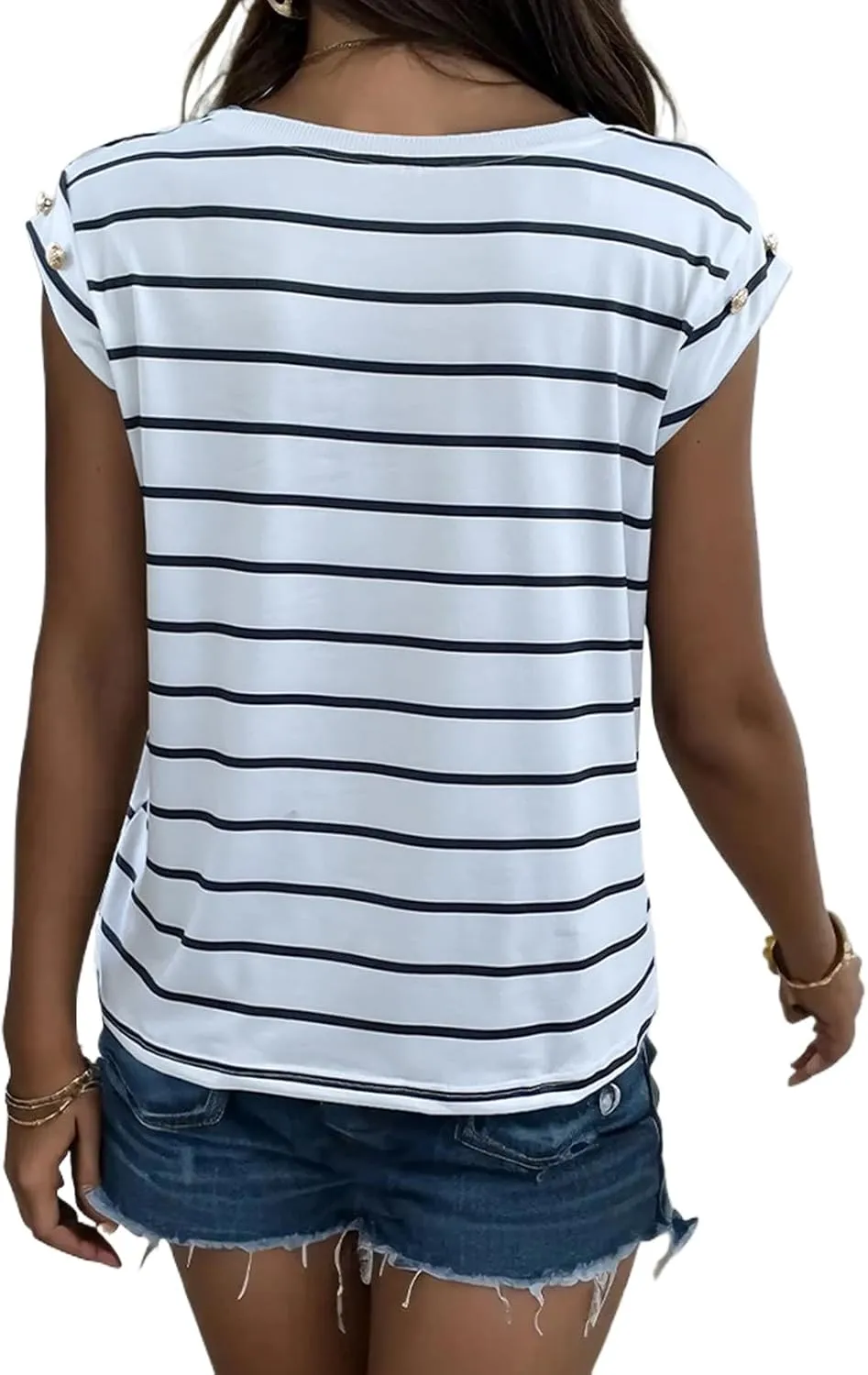 Summer Tops for Women Trendy Crewneck Cap Sleeve Tank Tops Comfortable Casual T Shirts Lightweight Loose Fit Tees Shirts