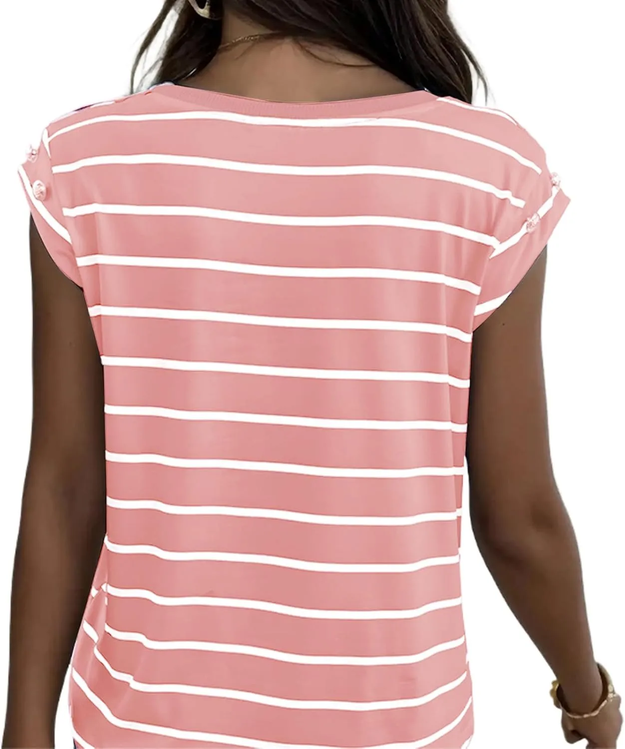 Summer Tops for Women Trendy Crewneck Cap Sleeve Tank Tops Comfortable Casual T Shirts Lightweight Loose Fit Tees Shirts