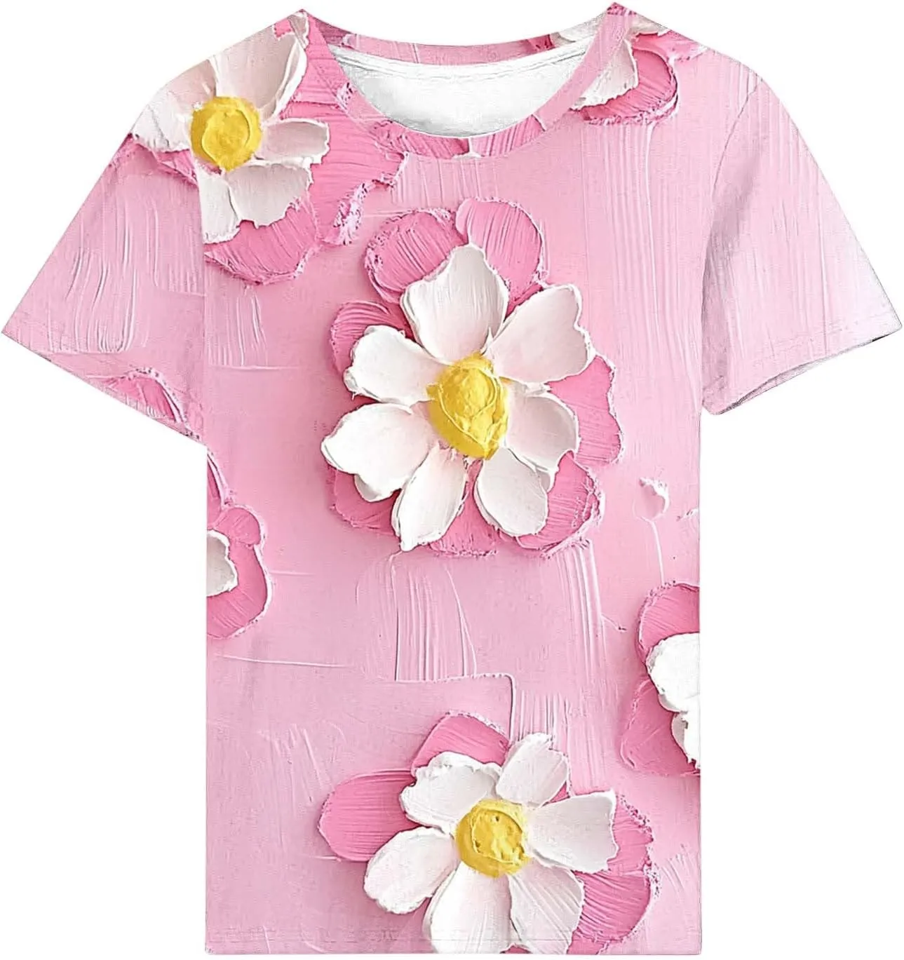 Summer Tops for Womens Short Sleeve Plus Size Shirts Graphic Print Crewneck T-Shirt Casual Loose Fit Tees Outfits