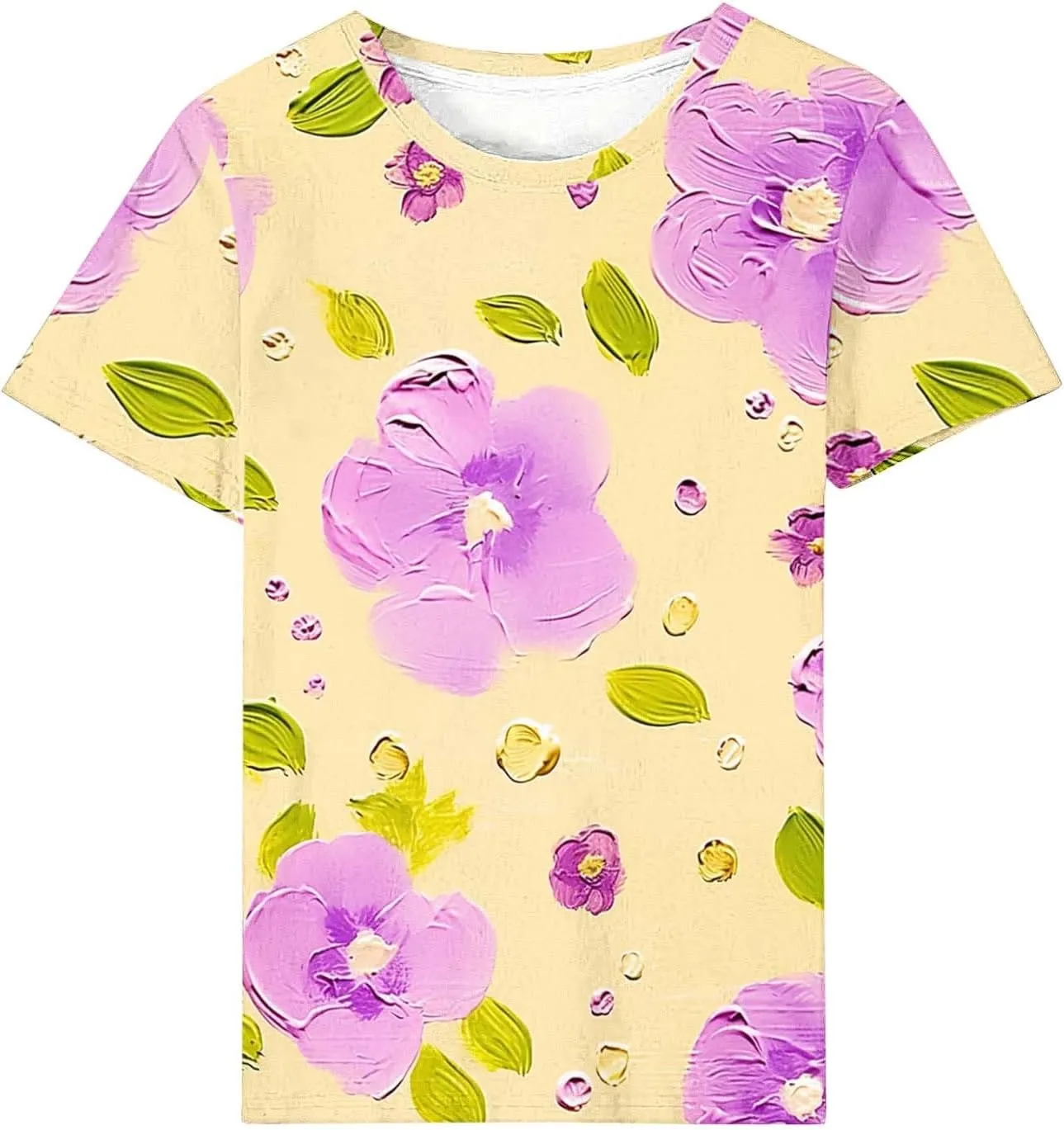 Summer Tops for Womens Short Sleeve Plus Size Shirts Graphic Print Crewneck T-Shirt Casual Loose Fit Tees Outfits