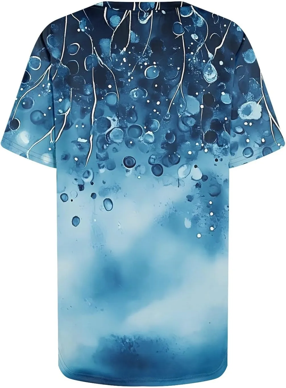 Summer Womens Crewneck Short Sleeve Shirts Spring Gradient Stripe Prints Casual Blouse Shirt Dressy Tops