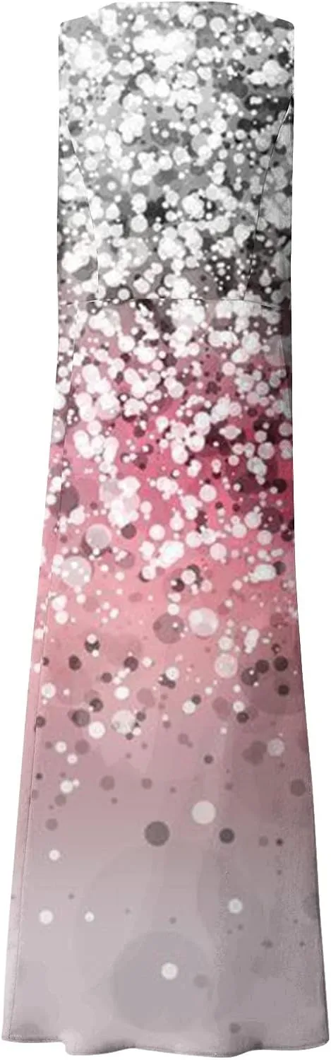 Sundresses for Women Floral Printed Sleeveless Sundresses Pockets a Line Beach Dress Casual Loose Tank Dresses