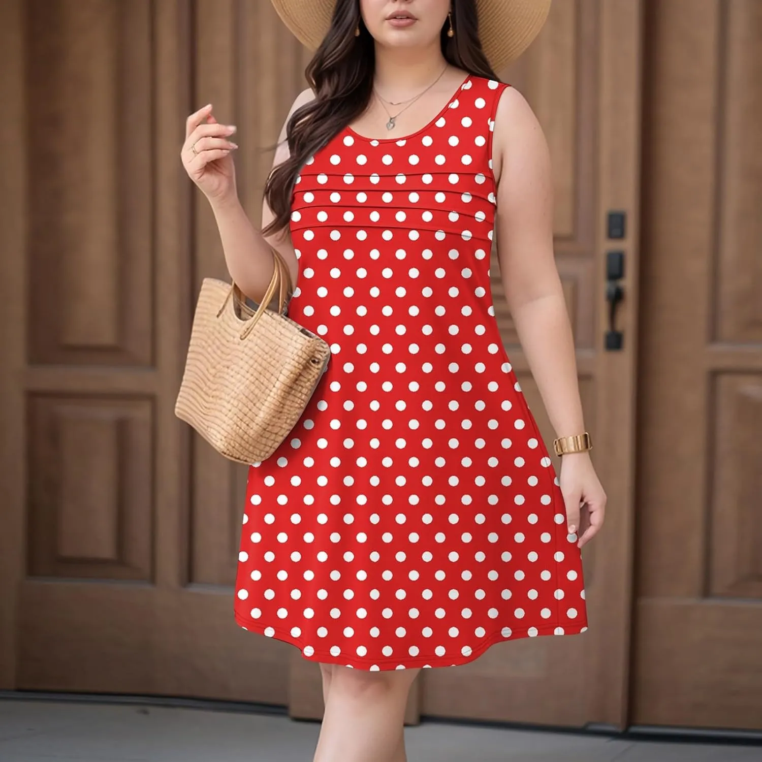 Tank Dresses for Women Casual U-Neck Summer Boho Floral Print Hawaiian Beach Vacation Sundresses with Pockets
