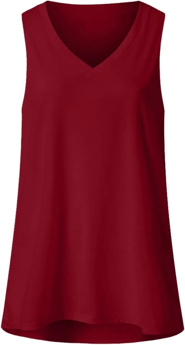 Tank Tops for Women 2024 Trendy Fashion Gradient Shirts Casual Sleeveless V Neck Blouse Summer Loose Fit Tees