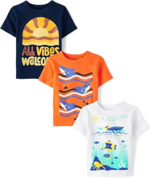 The Children's Place Baby and Toddler Boys' Animal Short Sleeve Graphic T-Shirts, Multipack