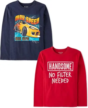 The Children's Place Boys' Assorted Everyday Long Sleeve Graphic T-Shirts,multipacks