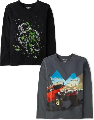 The Children's Place Boys' Assorted Everyday Long Sleeve Graphic T-Shirts,multipacks